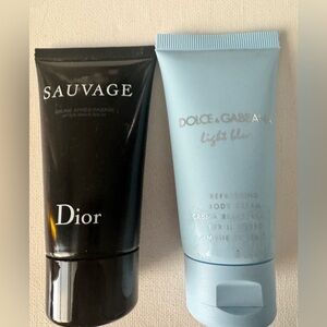 Luxe Set: Dior Sauvage After Shave Balm and D&G Light Blue Body Cream (New)